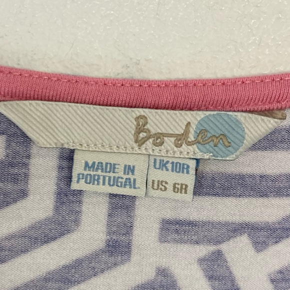 Boden Geo Wrap Maxi Dress Long Sleeve Women's Size 6 Blue White Stretch * - Picture 4 of 16